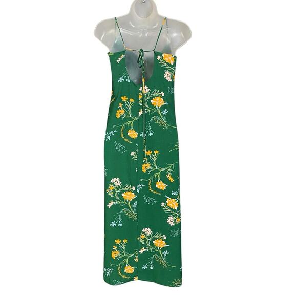 Urban Outfitters April Tie-Back Floral Green Midi Dress Women's Medium - Picture 4 of 8